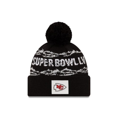 Sapca New Era Kansas City Chiefs NFL Super Bowl LV Pom Knit Beanie - Negrii